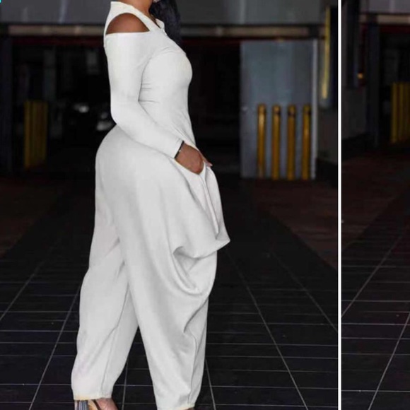 Cold Shoulder Zip Front Wide Leg Jumpsuit - Picture 2 of 2